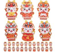 Gatuida 30 Pièces Enveloppes Rouges Chinoises Épaisses Résistantes Motifs Dragon Mix pour Nouvel An Cadeaux Festifs Porte-monnaie Polyvalents