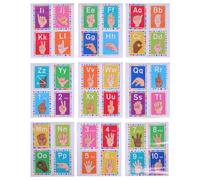 Gatuida 36 Feuilles de Cartes-éclair Autocollantes en Langue des Signes | Alphabets A-Z et chiffres 1-10, illustrations colorées et gestuelles, pour l'apprentissage précoce, les salles de