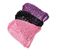 Gatuida 3pièces Filet à Cheveux Élastique pour Femmes Bonnet Maille Crochet Fait Main Couvre-chignon Confortable pour Dormir et Danser