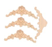 Gatuida 4 Pièces Appliques Sculpté Massif Décorations Dangle Rose Artistique pour Meubles Portes Murs Installation Facile DIY sans Outils Style Européen Classique