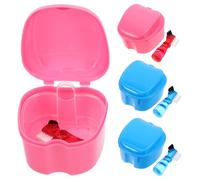 Gatuida 4 Pièces Boîte de Rangement pour Prothèses Étui Bain Portable avec Brosse Double-face pour Nettoyage Précis de Dentier et Appareils Orthodontiques Sécurisé et Hygiénique pour