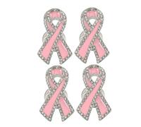 Gatuida 4 pièces Broches Ruban Cancer Du Sein Alliage Cristaux Épingle à Revers Multifonctionnelle pour Sensibilisation Mondiale Cancer Accessoire Octobre Femme