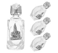 Gatuida 4 Pièces Flacon d'eau Bénite en Verre Mini 16ml avec Couvercle | Transparent, Rechargeable et Portable, pour Église et Bénédictions à Maison, Baptême et Communion