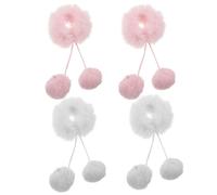 Gatuida 4 Pièces Fuzzy Hair Elastics For Soft Plush Scrunchies With Fluffy Pompoms Cozy Elastic Bands For Ponytails Buns And Braids