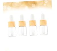 Gatuida 4 pièces Lot de Flacons Pipette Verre Aspect Bois Distributeur Huile Essentielle Transparent Flacon Vide avec Tête Silicone pour Cosmétiques et de Soin