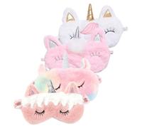 Gatuida 4 pièces Masques de Sommeil Multifonctions Peluche Carton Dégradées Argentées et Blanches Masque Œil Extérieur à Usure Confort Optimal pour Voyage et Maison
