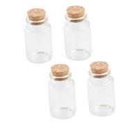 Gatuida 4 Pièces Mini Bouteilles Verre avec Bouchons Liège Lot de Flacons Réutilisables Étanches pour DIY Décorations Mariage et Messages Personnalisés