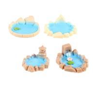 Gatuida 4 Pièces Miniature Fairy Garden Decor Set with Lotus Sculptures for Outdoor Small Ponds and Dollhouse DIY Micro Landscape Ornaments for Patio and Lawn