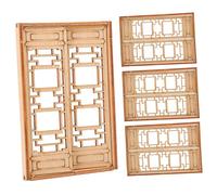 Gatuida 4 Pièces Modèle Architectural Chinois fenêtre de la Salle Miniature fenêtre Miniature Mini-décoration Mini Fournitures de Maison Mini fenêtre Vide décor de Paysage en Bois Brun