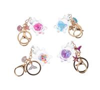 Gatuida 4 Pièces Porte-clés Tortue Luminieux avec Sequins Étincelants Accessoire Animalier pour Voyage Plage Usage Quotidien