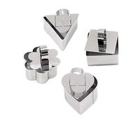 Gatuida 4 pièces Set de Acier Inoxydable pour Fondant et Biscuits avec Plaque Poussoir Moules Pâtisserie Antiadhésifs pour Décoration de Gâteaux Outils de Cuisson DIY pour Mousse et