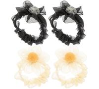 Gatuida 4 pièces Set de Élastiques Cheveux Fleur Tulle avec Strass Accessoires Cheveux Femme Élégants Doux pour Queue de Cheval et Chignons