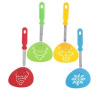 Gatuida 4 pièces Set de Spatules de Cuisine Nylon Résistant Chaleur avec Manche Acier Inoxydable Ustensiles de Noël pour Cuisson Mélange et Service Design Père Noël Festif