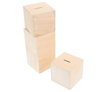Gatuida 4 pièces Tirelire Bois Carrée DIY pour Garçon Fille Boîtes à Monnaie à Peindre Coffres à Économies Décoratifs et Ludiques pour Garçons et Filles