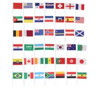 Gatuida 42 drapeaux de pays à main avec bâtonnets en plastique, mini | 42 pays du monde, dont les États- , le Royaume- , la France, etc., pour l'enseignement en classe/la Journée internationale