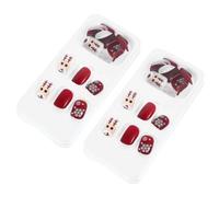 Gatuida 48 Faux Ongles à Coller de Noël Rouge Capsules d'Ongles Couvrantes Finition Complète 2 Boîtes Décoration Manucure Festive pour Soirées et Nail Art