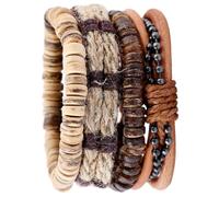 Gatuida 4pièces Bracelet Homme Cuir Vintage Avec Chaînes De Poignet Bijou Léger Et Confortable Pour Style Unique