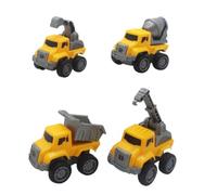 Gatuida 4Pièces Jouets de Camion à Tirer pour Véhicules de Construction Robuste Jouets Éducatifs pour Développement Cognitif et Social pour Tout Petits