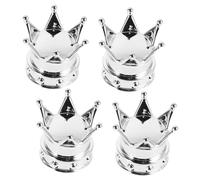 Gatuida 4pièces Lot de Bouchons De Valve Aluminium Bouchon Valve Chromé Couronne pour Voitures Et Camions Protection Antipoussière Robuste Installation Rapide Et Design Stylé