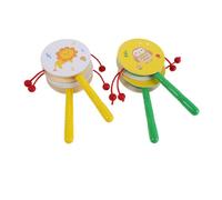 Gatuida 4pièces Tambours à Percussion Bois Pour Garçon Fille Hochets Portables Pour Activités Préscolaires Et Jeux Musicaux Motifs Animaux Créatifs