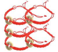 Gatuida 5 pièces Bracelet Tressé Rouge Couple Vintage avec Breloque Chinoise Corde Résistante et Damitié Lot
