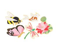 Gatuida 5 pièces Broche Métallique Mixte Insecte Abeille Lotus Poisson Fleurs Épingle Décorative pour Robe Col Écharpe Femme