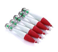 Gatuida 5 Pièces Leurre de Pêche Lumineux Rouge en Plastique, Crochet | Seiche et Poisson-sleeve, Eau Douce ou Salée, Appâts Durs, Accessoires de Pêche