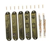 Gatuida 5 pièces Lot de Mezouzot Métalliques Décoratives pour Porte Entrée Ornement Religieux Catholique Symbole de Prière et Bénédiction Familiale