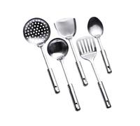 Gatuida 5 pièces Set Ustensiles Cuisine Inox Cuillère Louche Spatule Pelle Multifonction Poignée Ergonomique avec Suspendu Solide et Sûr pour Cuisson Quotidienne