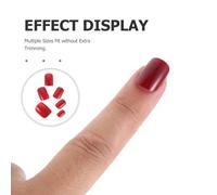 Gatuida 5ensembles Faux Ongles Rouges Courts Carrés à Coller Lot Colle Gel et Outil de Polissage pour Manucure Festive Adaptables aux Ongles Naturels