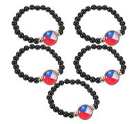 Gatuida 5pièces Bracelet Drapeau du Chili Perles de Verre pour Filles et Hommes Bijou Patriotique Chilien pour Fête Nationale et Quotidien