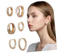 Gatuida 6 paires Boucles Oreilles Créoles Dorées Oreilles Petites Créoles Cuivre Plaqué Or Élégantes et Polyvalentes pour Femmes pour Toutes Occasions