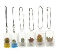 Gatuida 6 pièces Miniature Vase Pendant Keychain Set Transparent Micro Glass Terrarium Planter for Propagation Portable Decorative Pot with Lanyard Artistic Hydroponic Plant Holder