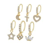 Gatuida 6 pièces Nose Set With Zircon Moon Star Design Lightweight Fake Nose Rings For Women Comfortable And Stylish Jewelry Collection