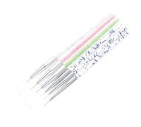 Gatuida 6 pièces Pinceau à Ongles avec Poignée Rhinestone Set de Dessin pour Art des Ongles Outils de Manucure pour Peindre Fleurs et Motifs