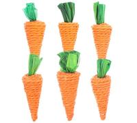 Gatuida 6 Pièces Radis de Paille à mâcher pour Lapins Enfant Jouets pour Petits Animaux Tissé Carotte Outil à mâcher pour Hamster Accessoires de Hamster friandises pour Rats Jouets Gerbil