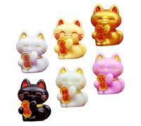 Gatuida 6 Pièces Statue De Chat Chanceuse Jolie Figurine De Chat Délicate Résine Miniature pour Maison Et Jardin