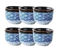Gatuida 6 pièces Tasse Thé Japonaise Céramique Style Classique avec Motif Vague Design Chic et Lisse Accessoires Maison et Bureau pour Théière