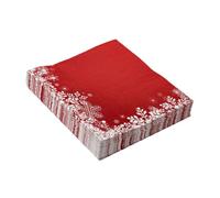 Gatuida 60 Pièces Serviettes Jetables de Noël Papier Rouge avec Flocons de Serviettes Absorbantes et Résistantes pour et Dîners Festifs Décoration Hivernale pour Table