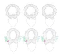 Gatuida 6pcs Bandeaux Anges Auréole Blancs en Plastique et Peluche Légers pour Fête et Spectacle, Accessoires Photo Accrocheurs pour Garçon et Filles