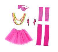 Gatuida 6Pièces Accessoires de Costumes Boucles Oreilles Résille et Jupe Tutu Rose pour Fêtes à Thème et Spectacles