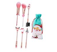 Gatuida 6pièces Pinceau Fond de Teint de Noël Dessin Animé avec Manche et Tube pour Application de Poudres ou Crèmes