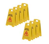 Gatuida 7 Pièces Faites Glisser soigneusement Panneau d'avertissement Signe de Prudence sécurité au Sol Accessoires de Maison de poupée Mini décor de Jardin Alliage Jaune