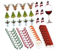 Gatuida 80 Breloques Marque-verres à Vin de Noël Assorties en Bois - Père Noël, Renne, Bonhomme de Neige, Sapin et Cloche - Décoration Festive Légère pour Verres à Cocktail, Tasses