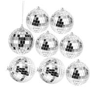 Gatuida 9 Pièces Boule décorative Boules à facettes Boule Disco Suspendue décor Disco Balle clé loqueteau à Bille Ballon Disco Miroir Boule Disco Boule à facettes de noël Plastique Silver