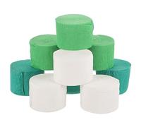 Gatuida 9 rouleaux Serpentins Papier Crépon de Couleur Unie pour Décoration de Fête Anniversaire Thème Jungle de Blancs Vert Vert Noël