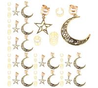 Gatuida 90 Anneaux Métalliques Creux pour Tresses Pinces Lune et Étoile Dorées Accessoires Bijoux Coiffure Légers pour Dreadlocks Kit 90 Pièces pour Fêtes et Coiffures Stylées