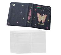 Gatuida Album Photo A5 Fait Main 10 Pages 4 Pochettes Format 76X102 CM Couverture Tissu Denim Bleu Foncé Porte-Photos Mini pour Souvenirs Famille Carte Postale Voyage