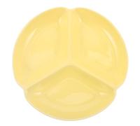 Gatuida Assiette à portion en céramique, jaune, trois compartiments, 18 | Plat de service compartimenté empilable pour les repas de famille, assiette réutilisable pour buffet, compatible