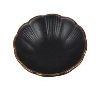 Gatuida Assiette à Sauce Céramique avec Bord Doré Petite Coupelle pour Condiments et Apéritifs Plateau Moderne Noir pour Dips et Sauces